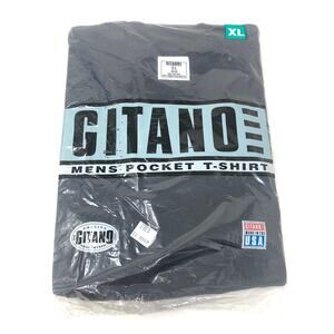 Gitano Mens Pocket‎ T Shirt Black Poly Cotton Blend NOS Dead Stock VTG Size XL